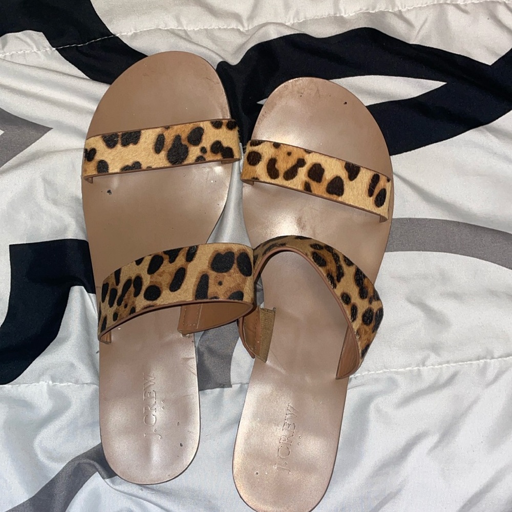 Size 10 Leopard print felt sandals